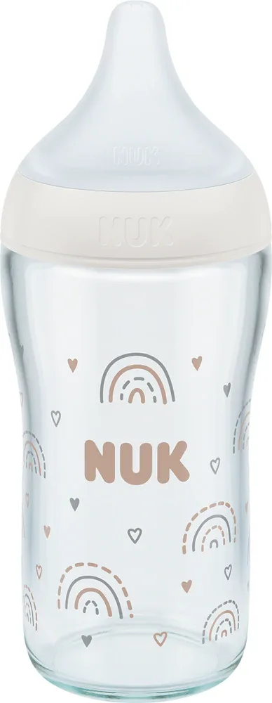 Бутылочка NUK Perfect Match Glass Bottle стеклянная для кормления, силиконовая соска, 230 мл 3m+