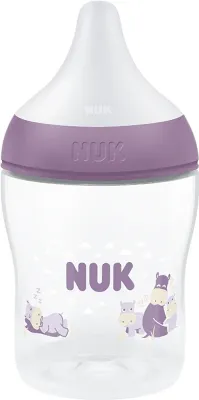 Бутылочка NUK Perfect Match Hippo для кормления, силиконовая соска, фиолетовая