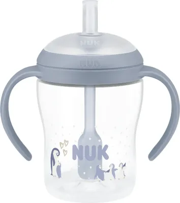 Бутылочка NUK Perfect Match Penguin для кормления, силиконовая, синяя