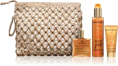 Набор для загара Nuxe Golden Summer Routine тонирующий флюид SPF 30, масло для загара и сухое масло, 1 шт