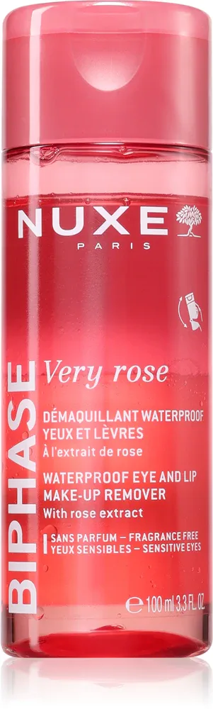 Средство для снятия макияжа с глаз Nuxe Very Rose двухфазное, для водостойкого макияжа, 100 мл