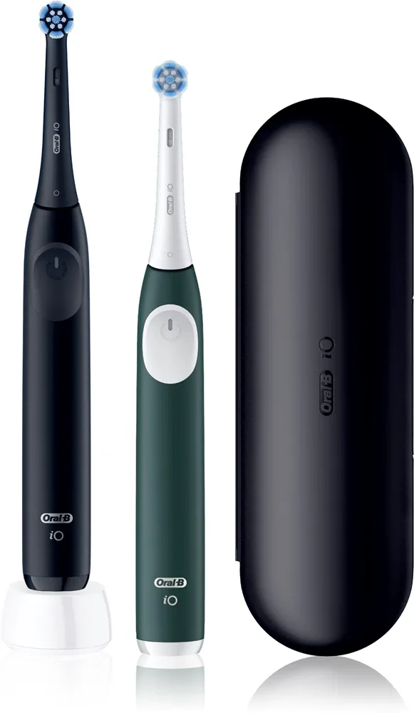 Набор Oral-B iO2 Clean Gentle из 2 электрических зубных щёток, 2 шт podwójne opakowanie Matt Black & Forest Green