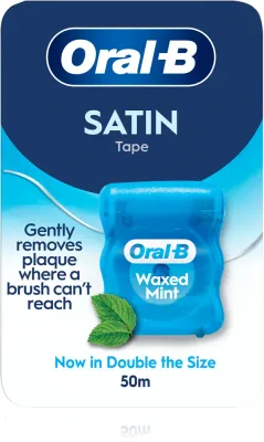Зубная нить Oral-B Satin Tape Waxed Mint вощёная, мятная, 50 м