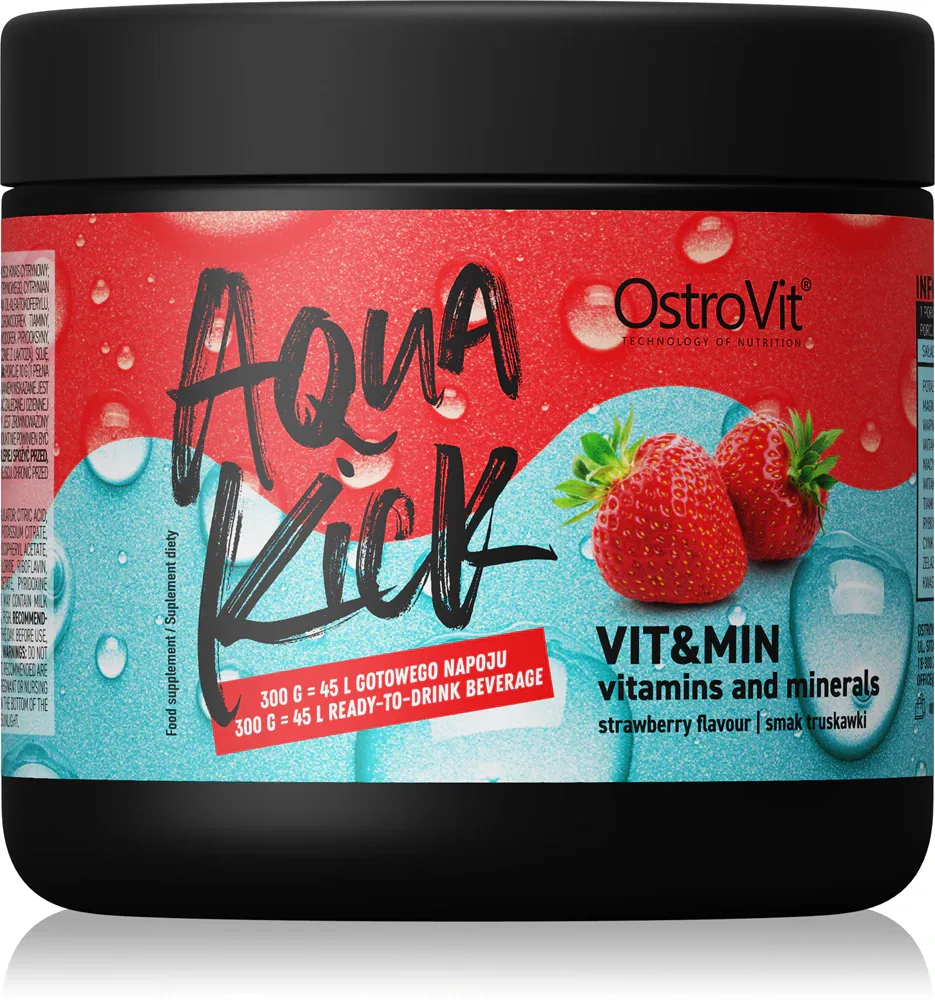 БАД OstroVit Aqua Kick витамины и минералы, вкус клубники, 300 г smak Strawberry