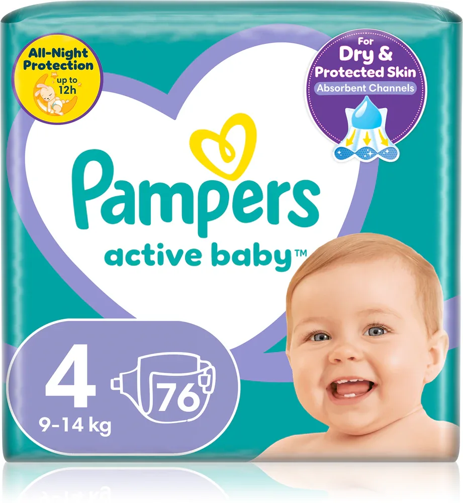 Подгузники Pampers Active Baby Size 4 с вкладышем Quick, 76 шт 9-14 кг