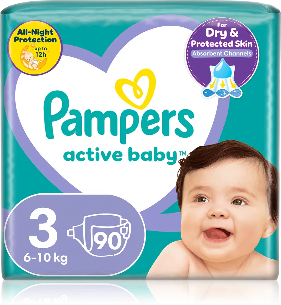 Подгузники Pampers Active Baby Size 3 с системой 3-way protection, 90 шт