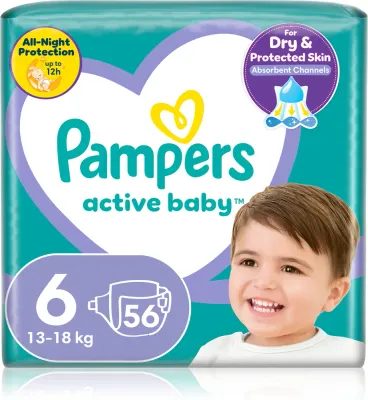 Подгузники Pampers Active Baby Size 6 для активных детей, до 18 кг, 56 шт