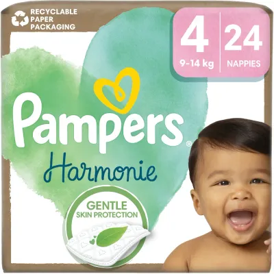 Подгузники Pampers Harmonie Size 4 с индикатором влажности, до 12 часов, 24 шт 9-14 кг