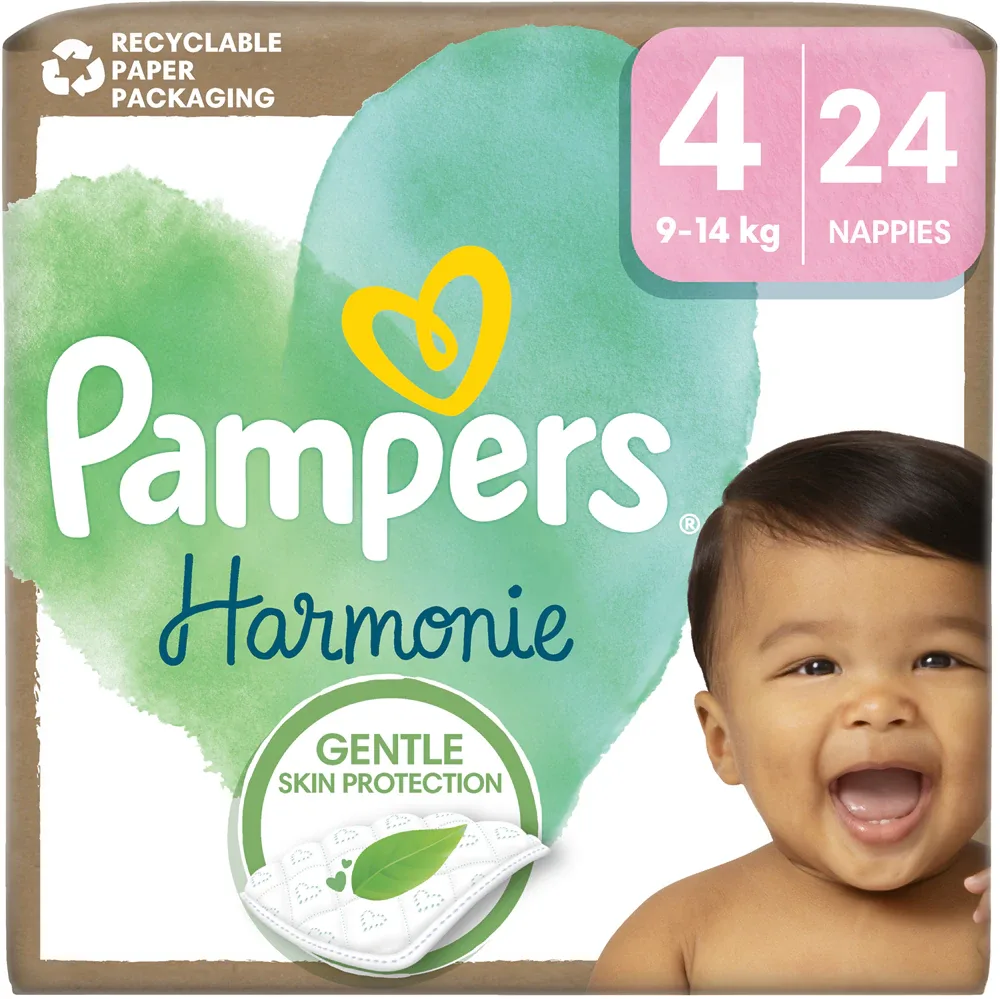 Подгузники Pampers Harmonie Size 4 с индикатором влажности, до 12 часов, 24 шт 9-14 кг