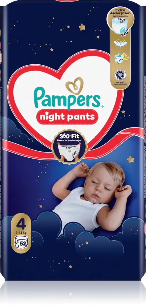 Подгузники-трусики Pampers Night Pants Size 4 с индикатором влажности, 52 шт 9-15 кг