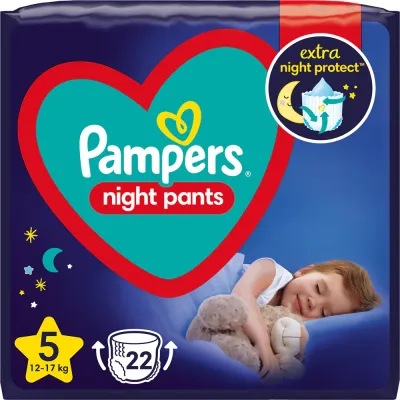 Ночные подгузники-трусики Pampers Night Pants Size 5 защита на 360 градусов, до 12 часов, 22 шт 12-17 кг