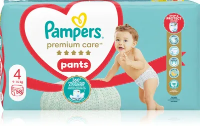 Подгузники-трусики Pampers Premium Care Pants Size 4 с быстрым впитыванием, 58 шт