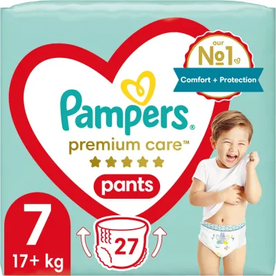 Подгузники-трусики Pampers Premium Care Pants Size 7 защита на 360 градусов, до 12 часов, 27 шт 15+ kg