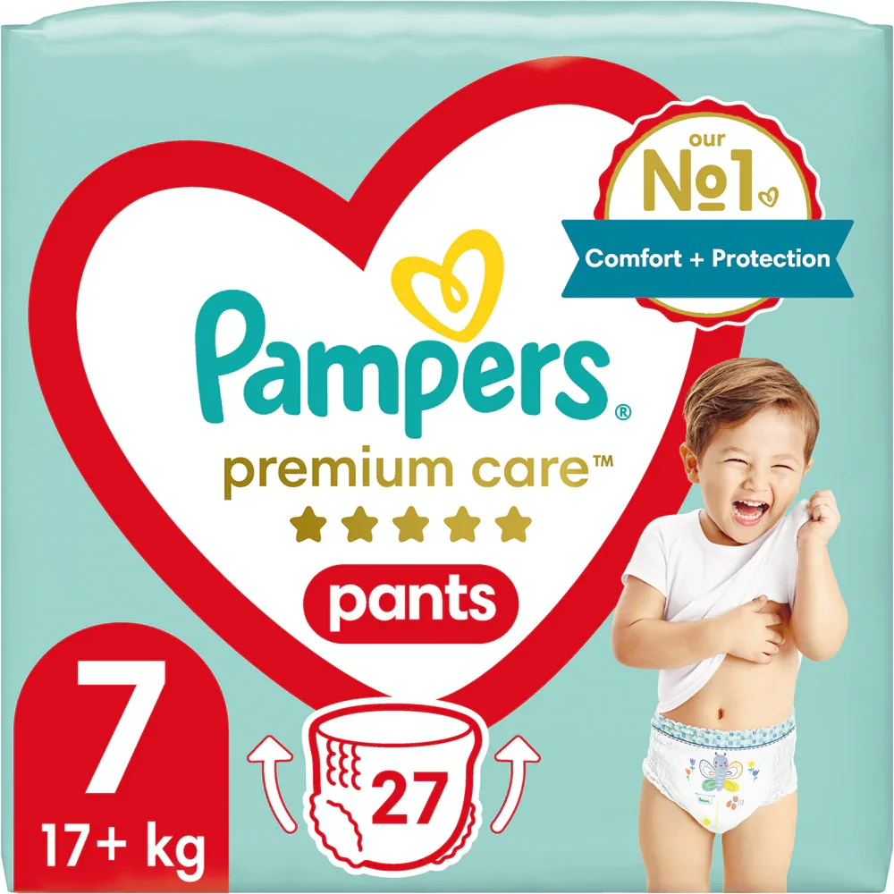 Подгузники-трусики Pampers Premium Care Pants Size 7 защита на 360 градусов, до 12 часов, 27 шт 15+ kg