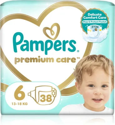 Подгузники Pampers Premium Care Size 6 дышащие, до 12 часов защиты, 38 шт