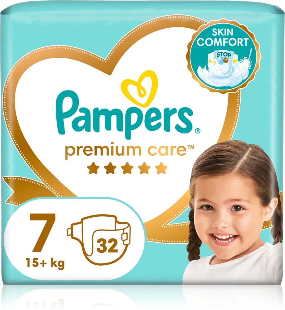 Подгузники Pampers Premium Care Size 7 дышащие, 32 шт 15+ kg