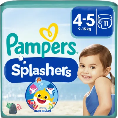 Подгузники для плавания Pampers Splashers 4-5 с рисунком Baby Shark, 11 шт 9-15 кг