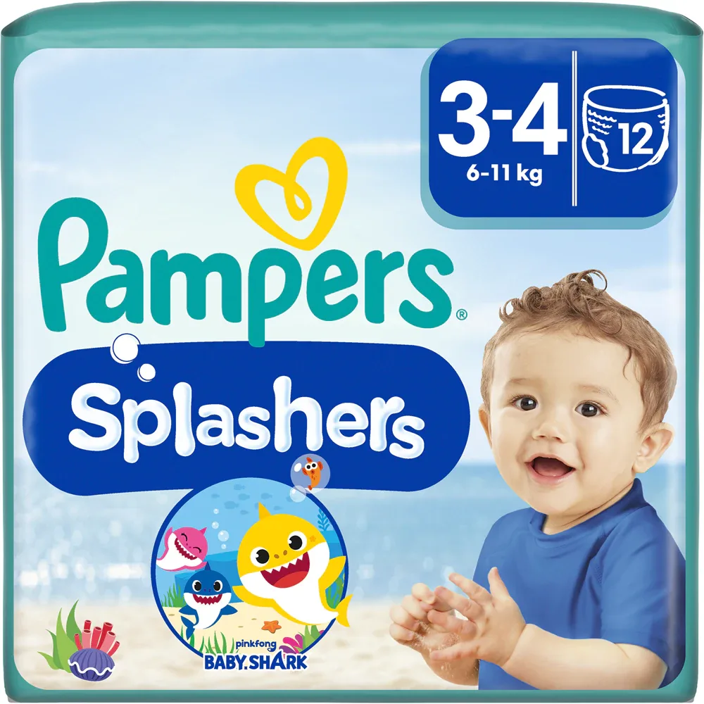 Подгузники для плавания Pampers Splashers 3-4 с рисунком Baby Shark, 12 шт 6-11 кг