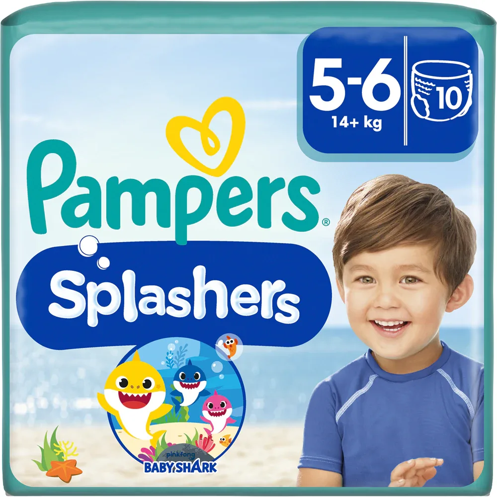 Подгузники для плавания Pampers Splashers 5-6 с непроницаемым слоем, 10 шт 14+ kg
