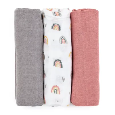 Petite&Mars Moussy - Многоразовые подгузники Petite Mars Moussy экологичные, 3 шт Rose Rainbows 68 x 68 cm, 3 шт