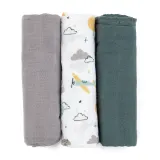 Petite&Mars Moussy - Многоразовые подгузники Petite Mars Moussy экологичные, 3 шт Grey Planes 68 x 68 cm, 3 шт — фото 1