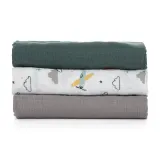 Petite&Mars Moussy - Многоразовые подгузники Petite Mars Moussy экологичные, 3 шт Grey Planes 68 x 68 cm, 3 шт — фото 2