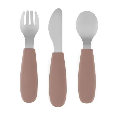 Petite&Mars Take&Match Stainless Steel Cutlery Set - Набор детских столовых приборов Petite Mars Take Match из нержавеющей стали, с весёлым рисунком, 3 шт, 3 шт
