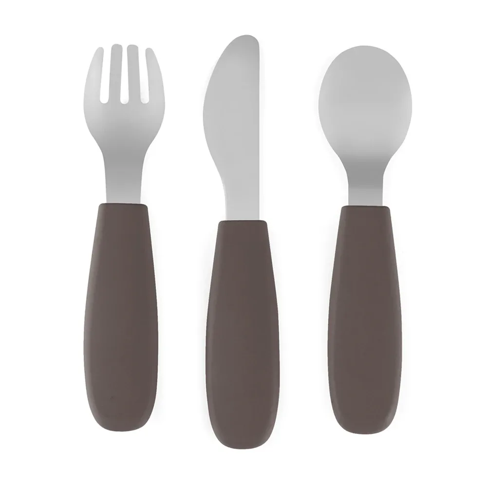 Petite&Mars Take&Match Stainless Steel Cutlery Set - Набор детских столовых приборов Petite Mars Take Match из нержавеющей стали, с весёлым рисунком, 3 шт, 3 шт