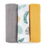 Petite&Mars Moussy - Многоразовые подгузники Petite Mars Moussy экологичные, 3 шт Ochre Leaves 68 x 68 cm, 3 шт — фото 1