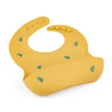Petite&Mars Take&Match 6m+ - Слюнявчик Petite Mars Take Match 6m+ силиконовый, с регулируемым креплением, жёлтый Ochre Cacti, 1 шт — фото 2