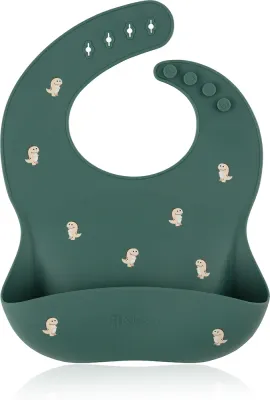 Petite&Mars Take&Match 6m+ - Слюнявчик Petite Mars Take Match 6m+ силиконовый, с регулируемым креплением, зелёный Green Dinos, 1 шт