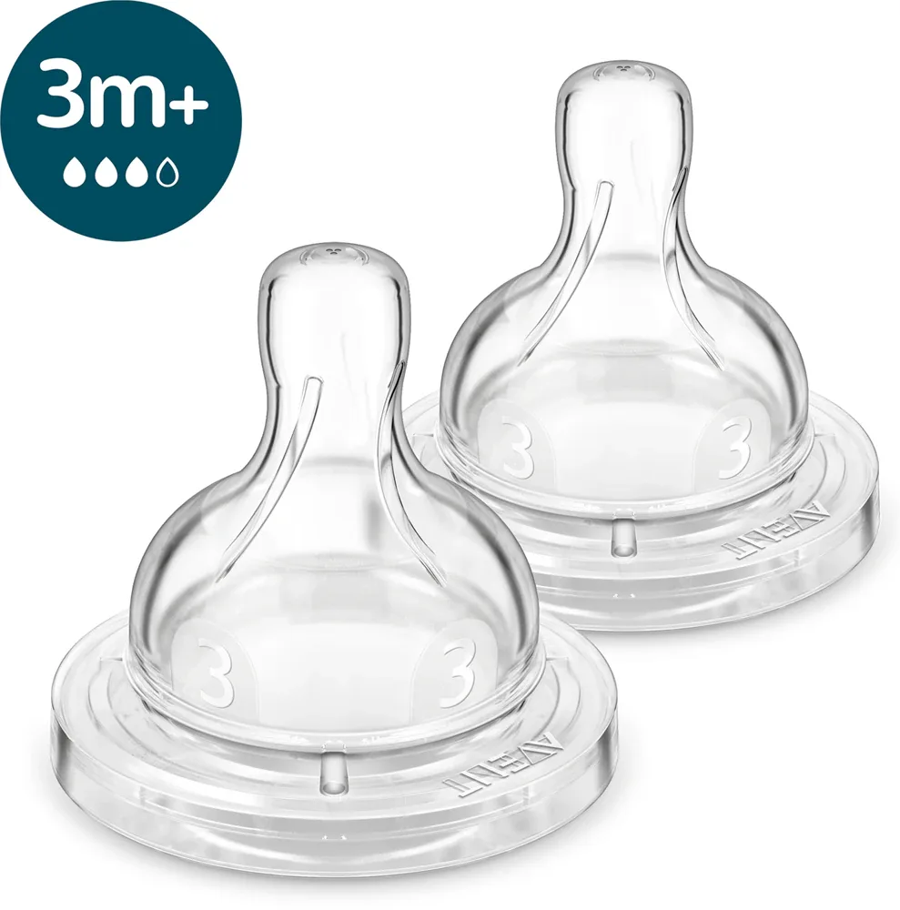 Соска для бутылочки Philips Avent Anti-colic SCY763/02, силиконовая, 2 шт 3 m+ Medium Flow