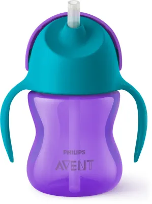 Кружка с трубочкой Philips Avent Bendy Straw SCF796/02, с 9 месяцев, непроливающаяся, 200 мл Purple