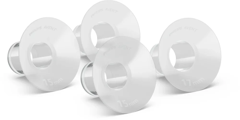 Накладки на соски для молокоотсоса Philips Avent Hands-Free Premium Plus SCF554/11, 15 мм и 17 мм, можно мыть в посудомоечной машине, 4 шт 15mm/17mm