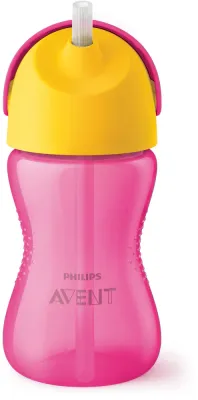 Кружка с трубочкой Philips Avent Bendy Straw SCF798/02, с 12 месяцев, непроливающаяся, 300 мл Pink