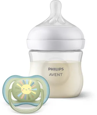 Подарочный набор для новорождённого Philips Avent Natural Response SCD837/10, бутылочка и пустышка, 125 мл 0-3 m