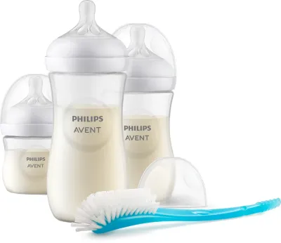Подарочный набор для новорождённого Philips Avent Natural Response Set SCD837/12, бутылочки и щёточка