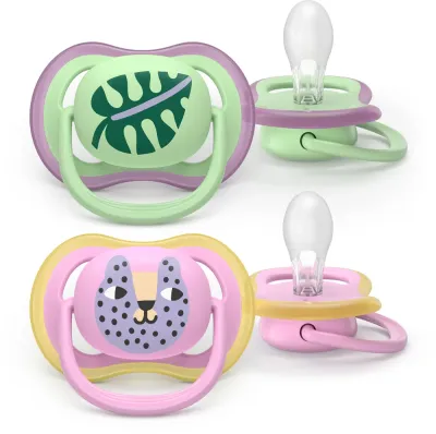Пустышка Philips Avent Ultra Air SCF087/13 6-18m, 6–18 месяцев, светится в темноте, 2 шт Girl