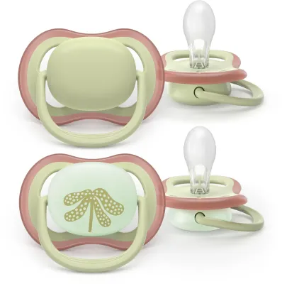 Пустышка Philips Avent Ultra Air SCF087/18 6-18m, 6–18 месяцев, светится в темноте, 2 шт Neutral