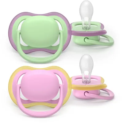 Пустышка Philips Avent Ultra Air SCF087/12 6-18m, 6–18 месяцев, светится в темноте, 2 шт Girl