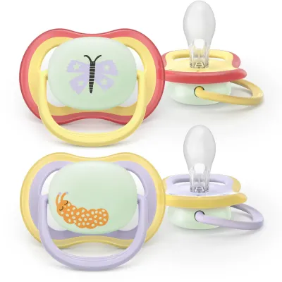 Пустышка Philips Avent Ultra Air Day Night SCF376/25 0-6m, 0–6 месяцев, светится в темноте, 2 шт Girl