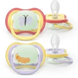 Пустышка Philips Avent Ultra Air Day Night SCF376/25 0-6m, 0–6 месяцев, светится в темноте, 2 шт Girl — фото 1
