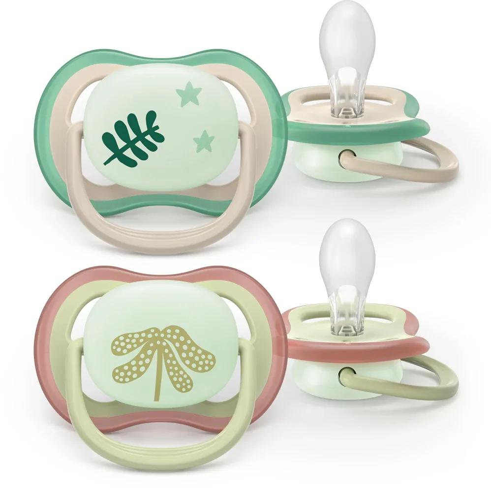 Пустышка Philips Avent Ultra Air Day Night SCF376/31 6-18m, 6–18 месяцев, светится в темноте, 2 шт Neutral