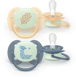 Пустышка Philips Avent Ultrasoft Night SCF094/03 ортодонтическая, светящаяся в темноте, 6-18 мес., 2 шт Neutral — фото 1