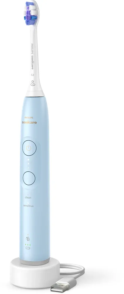 Звуковая зубная щётка Philips Sonicare 6100 HX7406/01 с датчиком нажатия, 62 000 движений в минуту, 1 шт Light Blue
