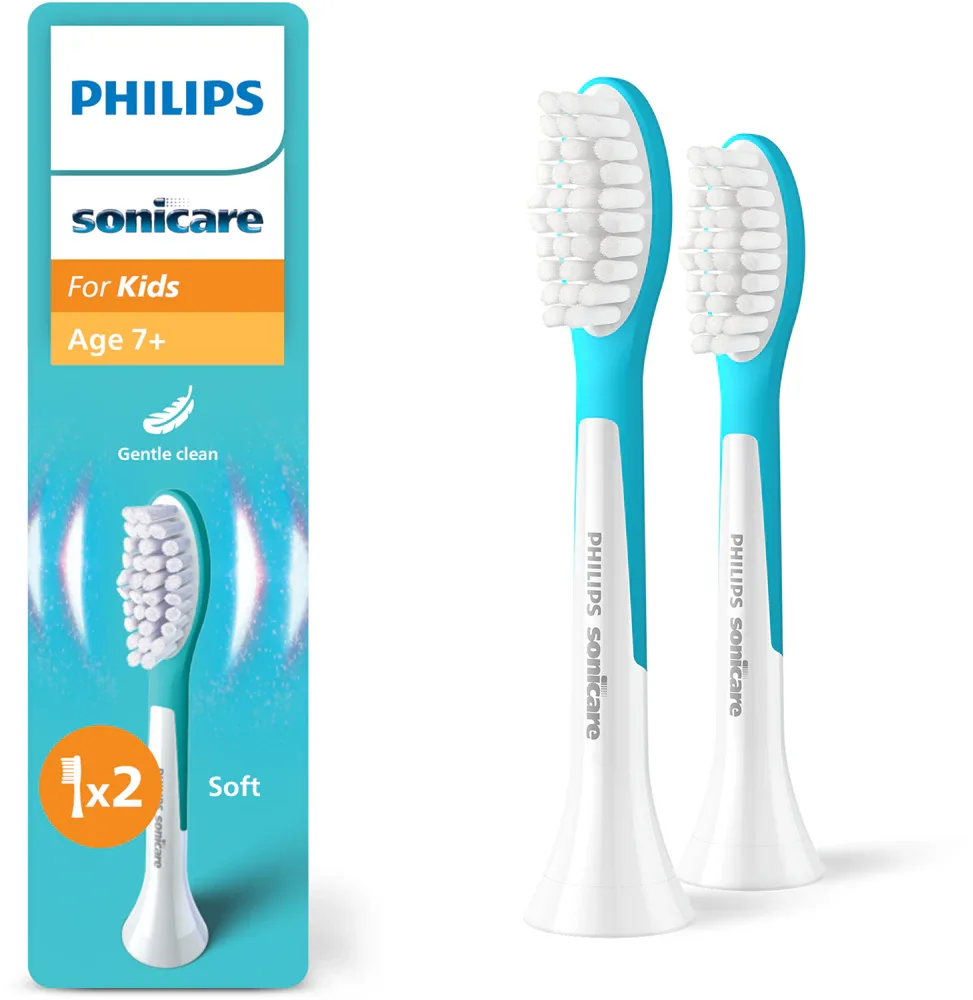 Сменные насадки для детской зубной щётки Philips Sonicare For Kids 7+ Standard HX6042/90 белые, для детей от 7 лет, 2 шт