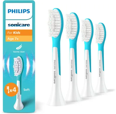 Сменные насадки для детской зубной щётки Philips Sonicare For Kids 7+ Standard HX6044/90 белые, для детей от 7 лет, 4 шт