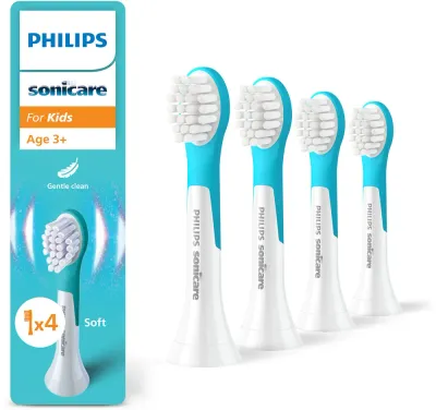 Сменные насадки для детской зубной щётки Philips Sonicare For Kids Mini 3+ HX6034/90 белые, для детей от 3 лет, 4 шт