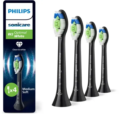 Сменные насадки для зубной щётки Philips Sonicare Optimal White HX6064/88 чёрные, 4 шт
