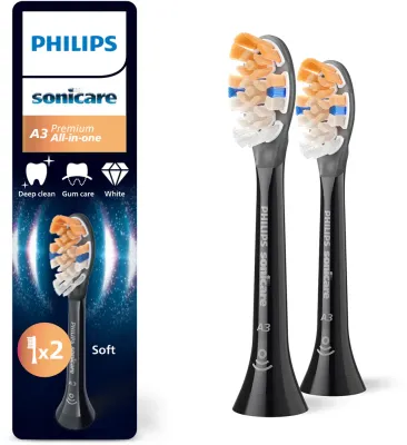 Сменные насадки для зубной щётки Philips Sonicare Premium All-in-One HX9092/88 черные, 2 шт Black